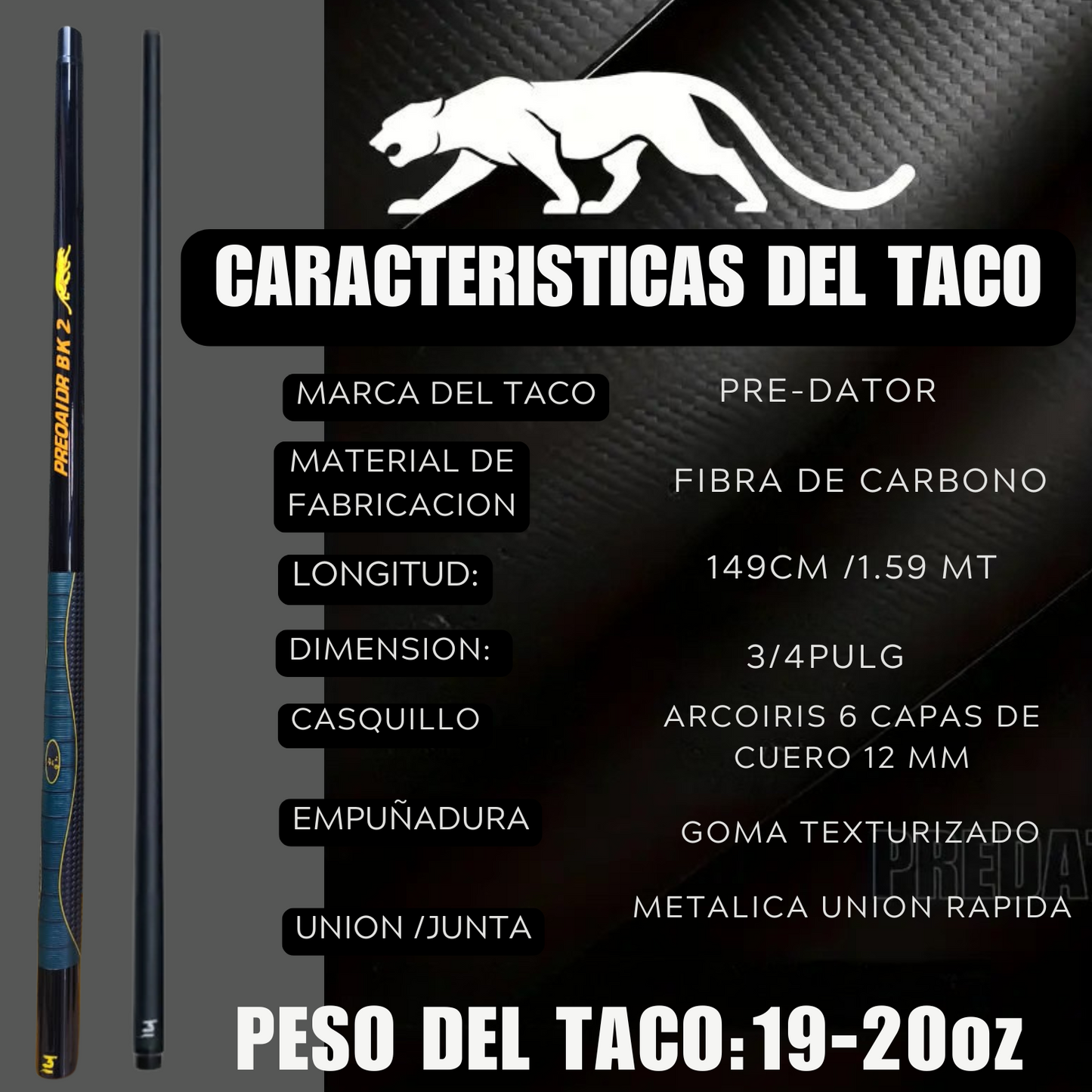 TACO PREDATOR BK2 FIBRA DE CARBONO