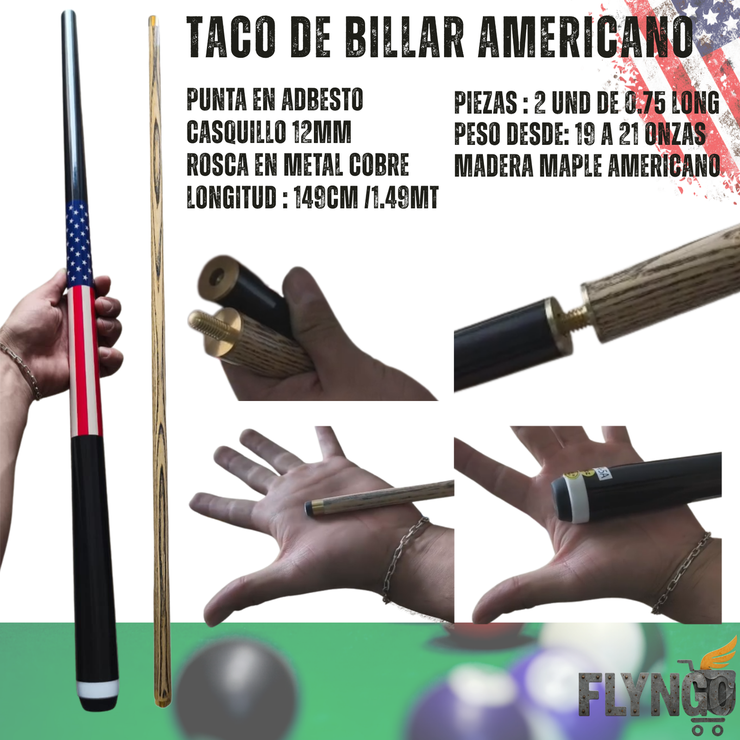 TACO DE BILLAR AMERICANO 🎱