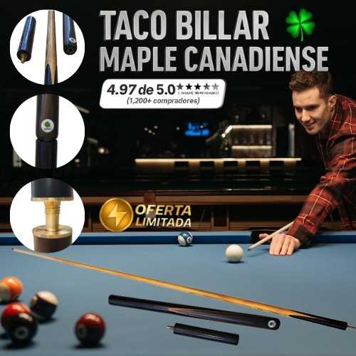 TACO DE BILLAR MAPLE 🍀 CON EXTENSIÓN PARA UN ALCANCE PERFECTO