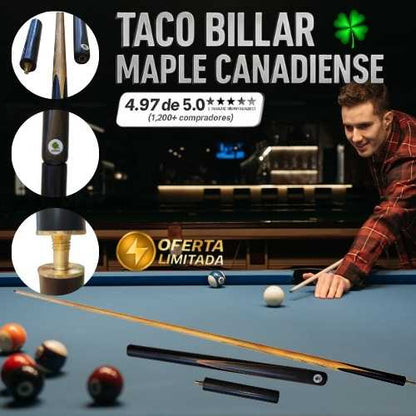 TACO DE BILLAR MAPLE 🍀 CON EXTENSIÓN PARA UN ALCANCE PERFECTO