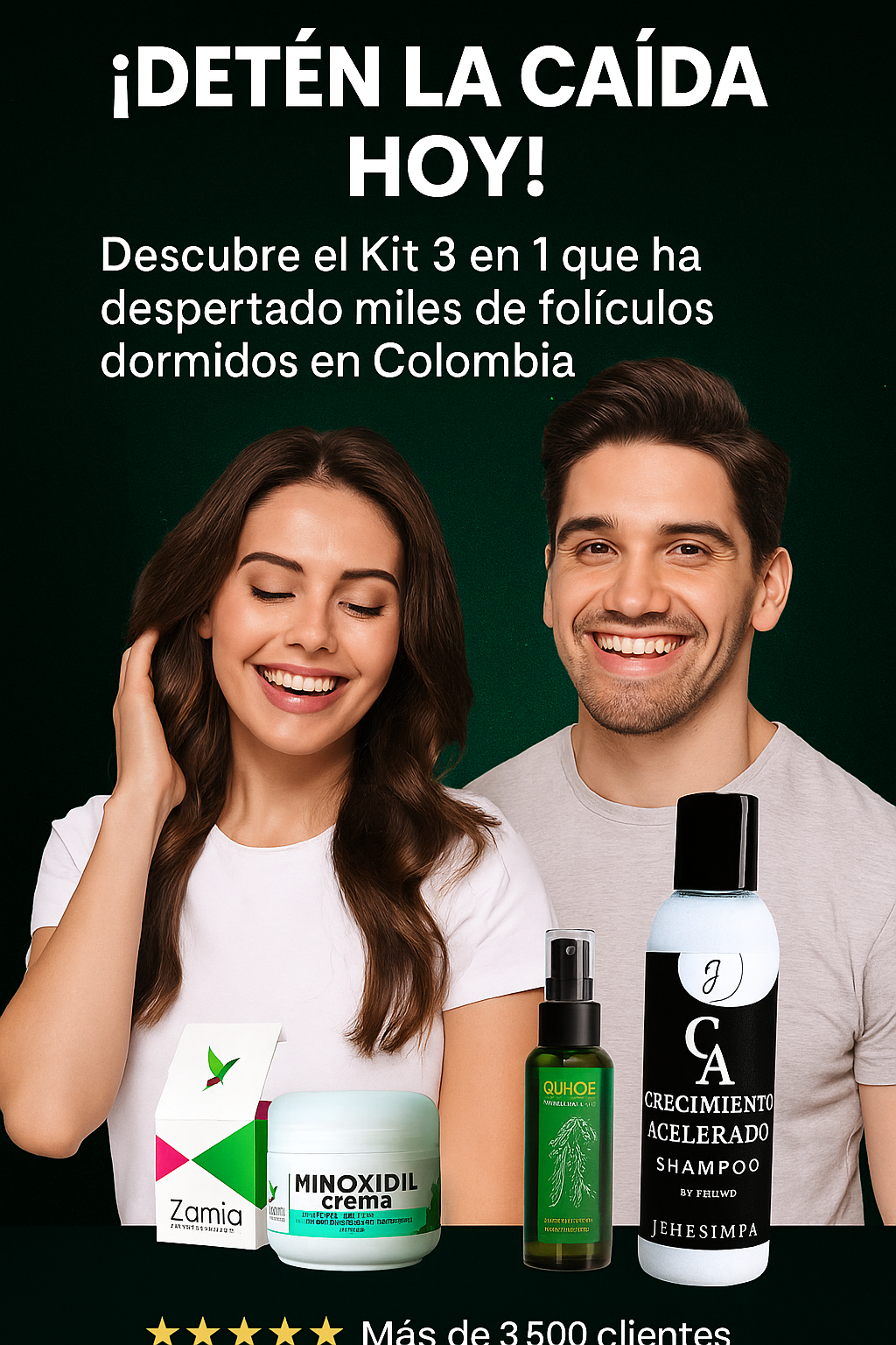 Solución 3 en 1 que Necesitas Para Ver Cabello Nuevo y Más Denso