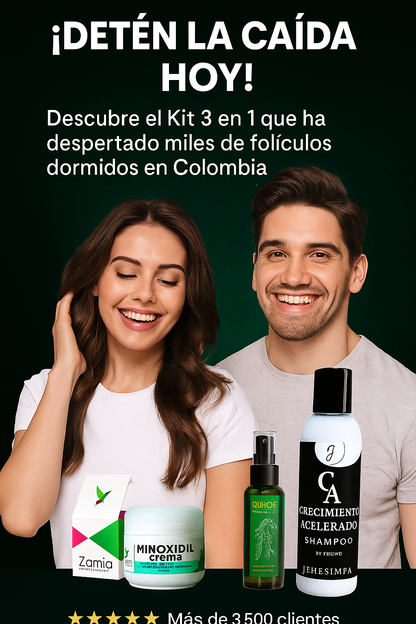 Solución 3 en 1 que Necesitas Para Ver Cabello Nuevo y Más Denso