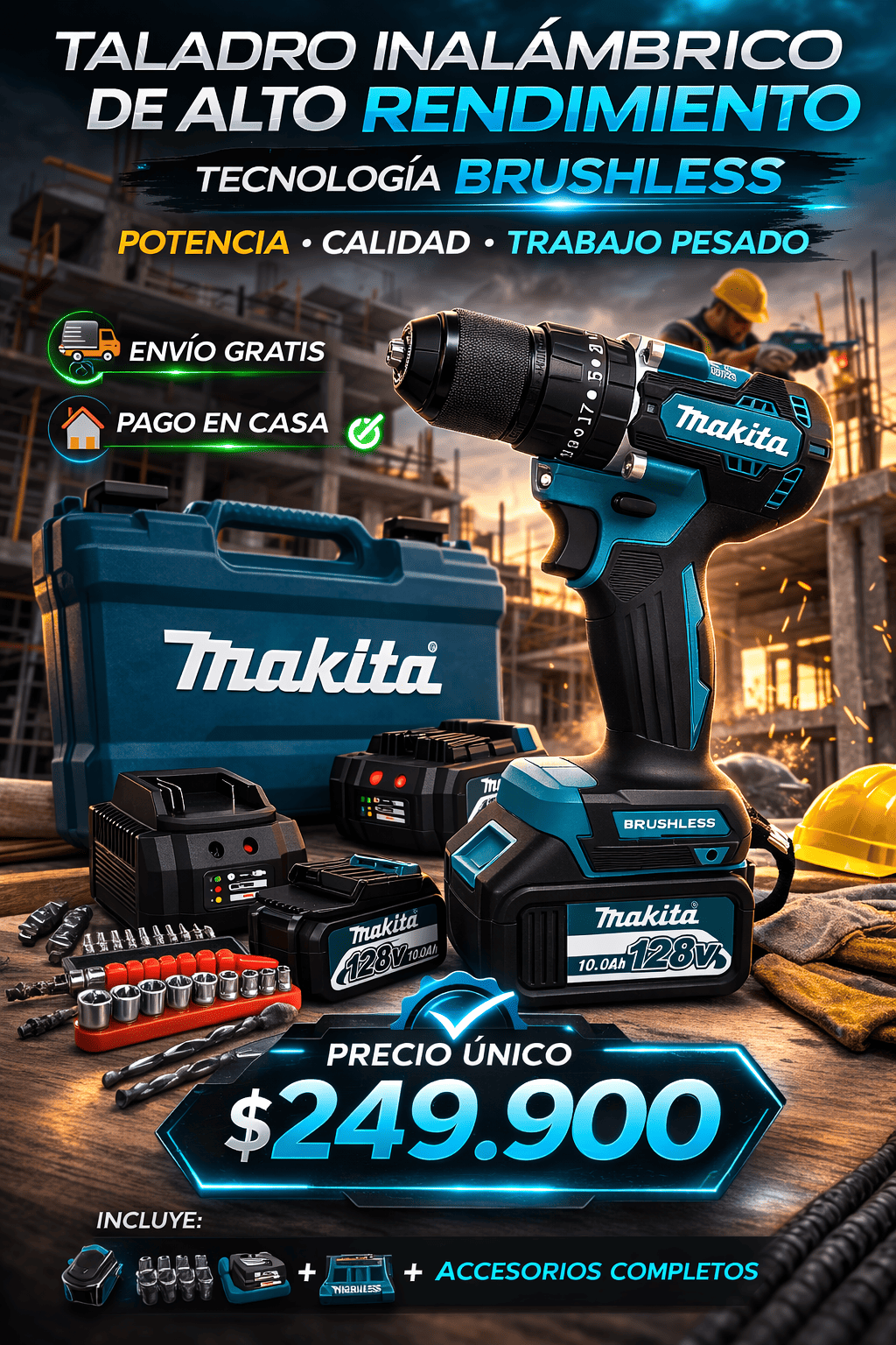 TALADRO MAKITA 128V ⚙️ BRUSHLESS