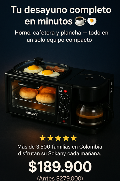 HORNO, CALENTADOR Y CAFETERA 3 EN 1