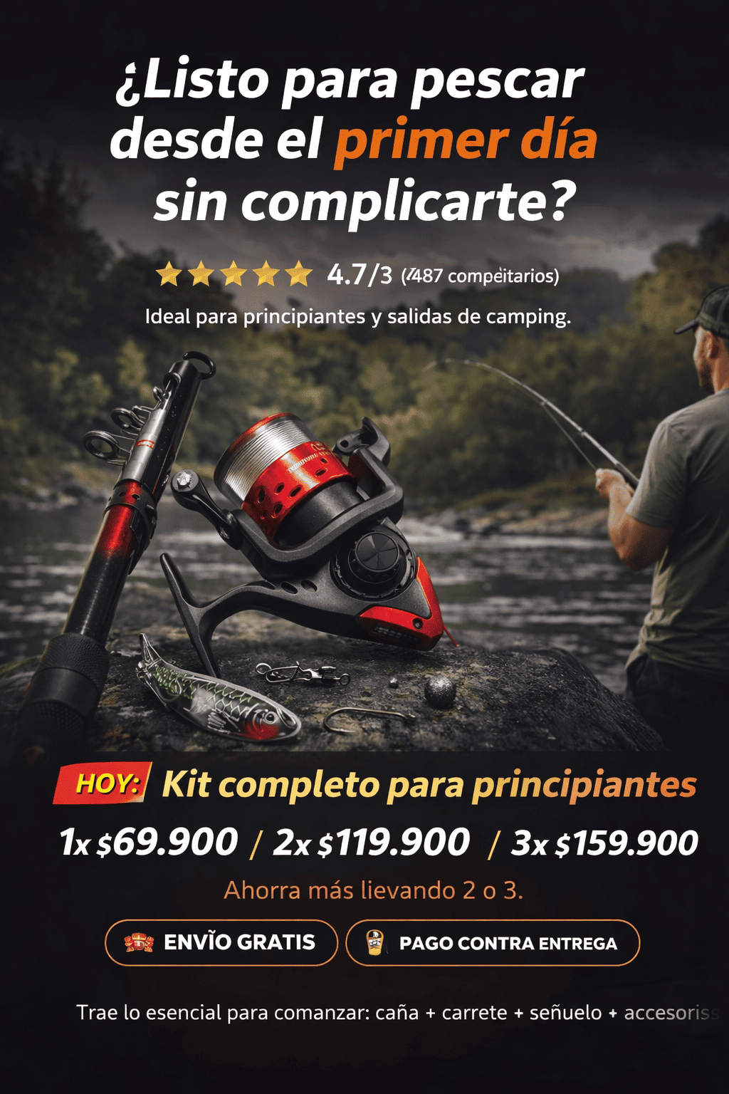 COMBO CAÑA DE PESCAR + CARRETE