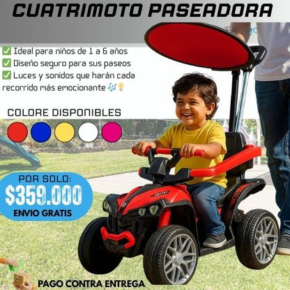 CON LA CUATRIMOTO DE IMPULSO¡HAZ QUE CADA PASEO SEA UNA AVENTURA SEGURA Y DIVERTIDA PARA TU HIJO!