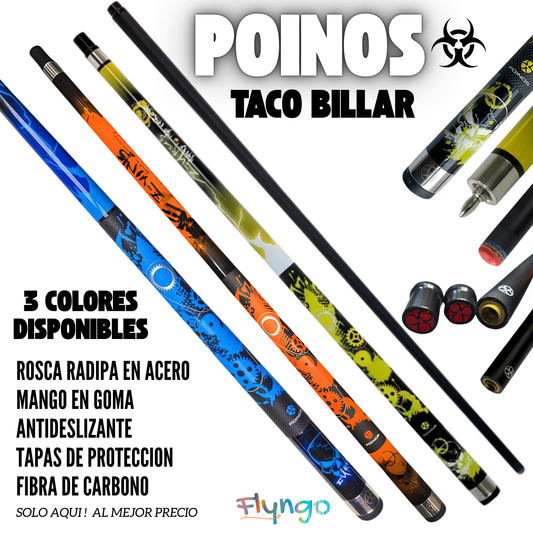 TACO DE BILLAR POINOS ☣️ FIBRA DE CARBONO